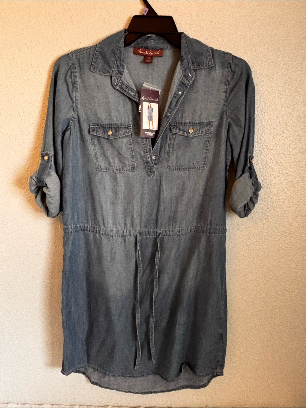 Gloria Vanderbilt Denim midi Dress - Medium Blue wash NEW